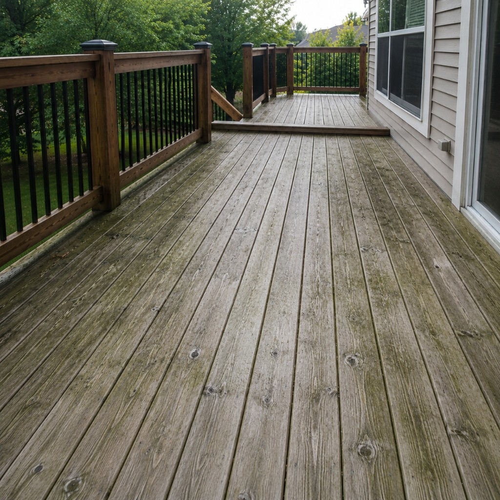 Deck and patio cleaning — before